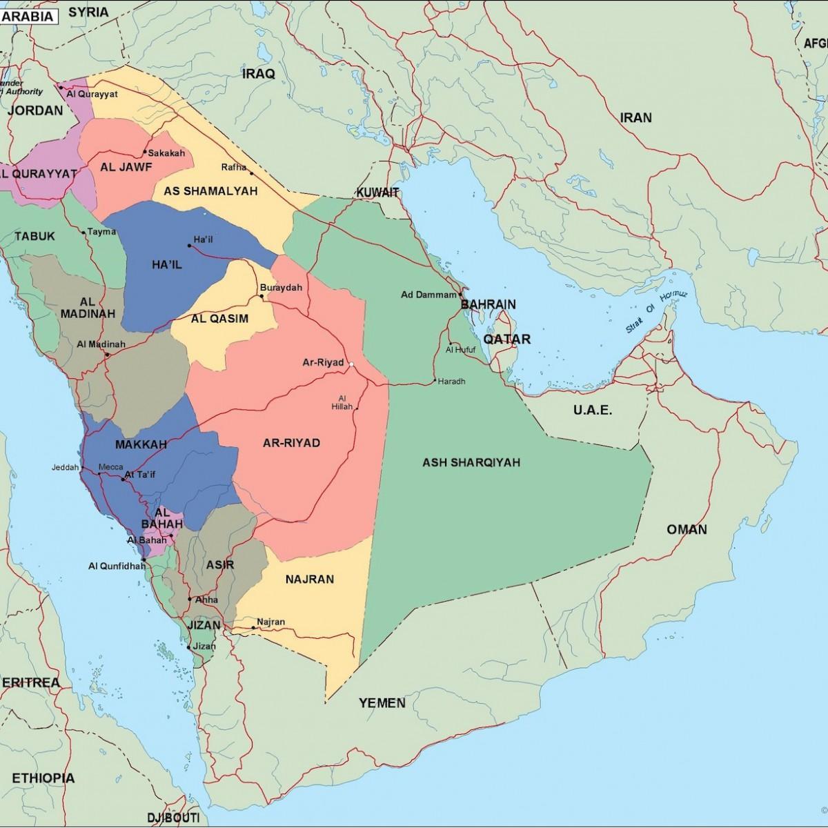 Карта Саудијске Арабије градовима