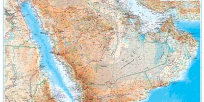 Карта Саудијске Арабије топографске